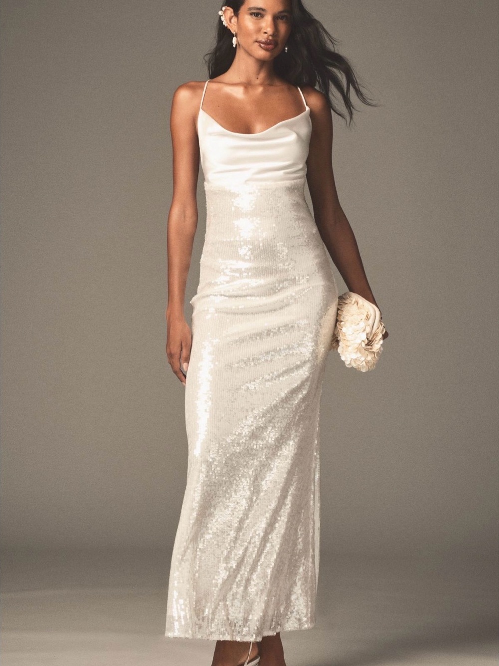 Anthropologie Mare Mare Sequin Cowl-Neck Maxi Dress
